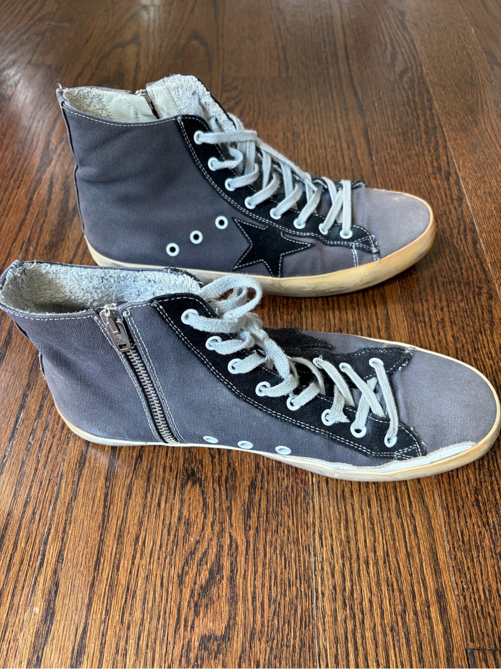 Golden Goose Gray and Black High-Top Sneakers - Picture 2 of 3